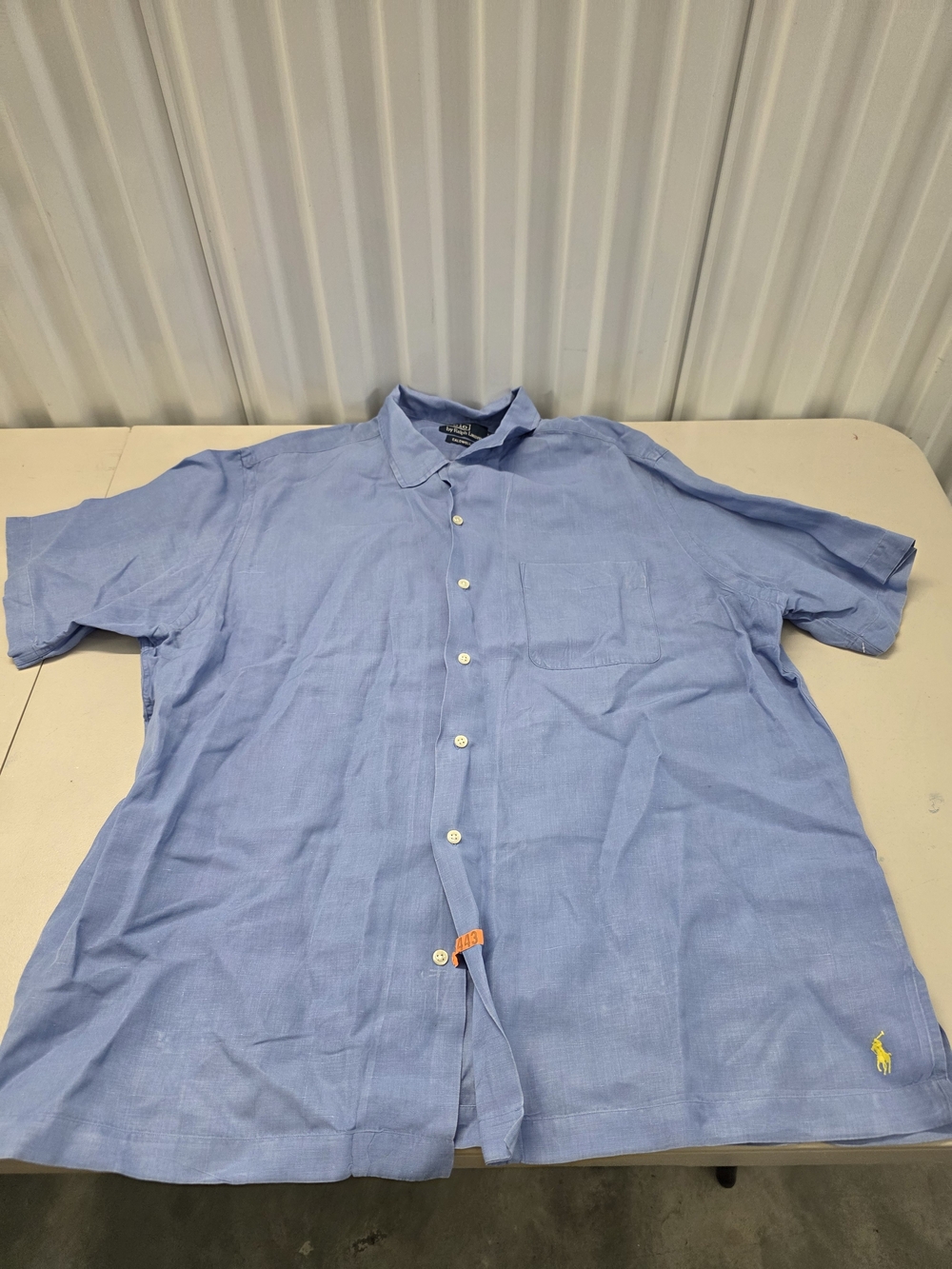 Polo Ralph Lauren Caldwell Blue Silk Linen Button Up Shirt Men's Size XL